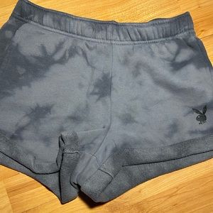 black and grey tie dye playboy shorts